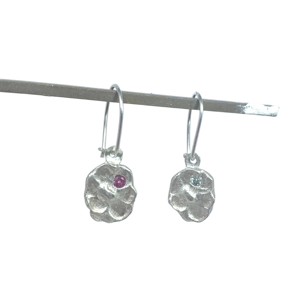Impasto - Silver and synthetic sapphire drop earrings