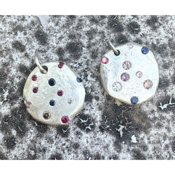 Constellation (2) - Silver and synthetic sapphires charm pendant