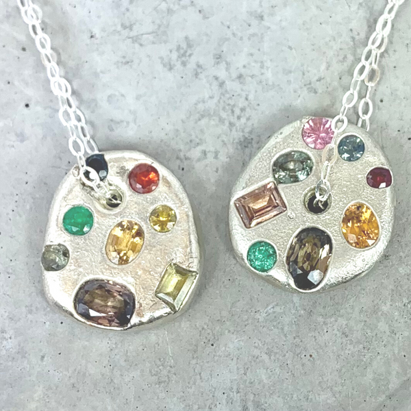 Strange  - Silver & sapphire pendant necklaces