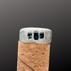 Alan - Silver and natural sapphires cigar band ring