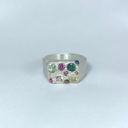 Gleam - Silver and synthetic sapphires signet ring
