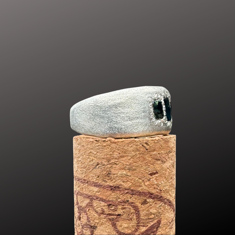 Alan - Silver and natural sapphires cigar band ring