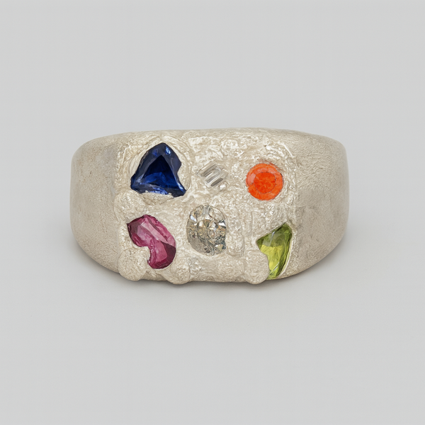 Shapes - Silver & lab-grown gemstones signet ring