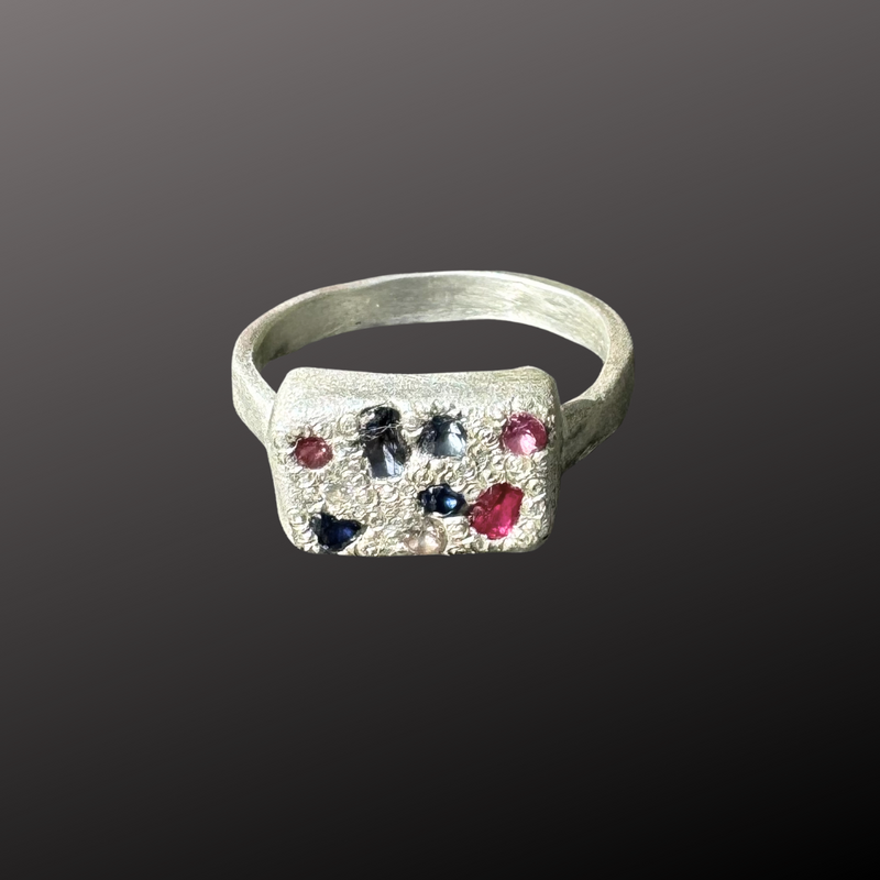 Crazy - Silver and lab grown sapphires ring