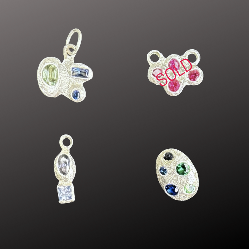 Not Normal Charms - Silver & synthetic sapphire charm pendants