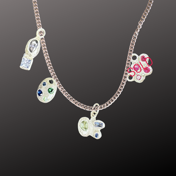 Not Normal Charms - Silver & synthetic sapphire charm pendants