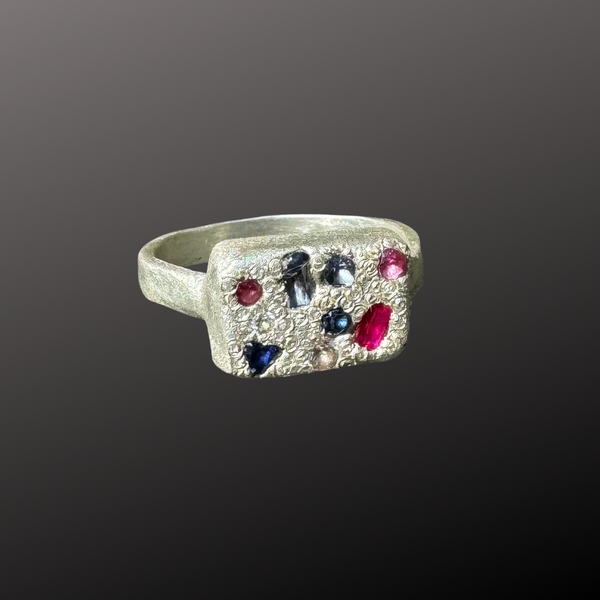 Crazy - Silver and lab grown sapphires ring