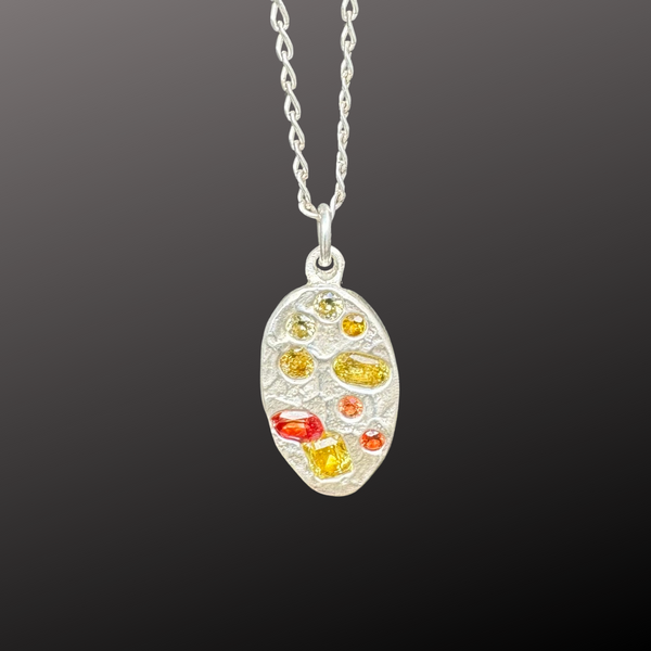 Vivid - Silver and synthetic sapphires pendant necklace