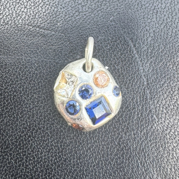 Orb - Silver and synthetic sapphires charm pendant