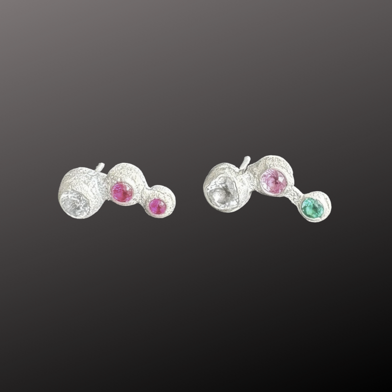 Brook - Silver and synthetic sapphire stud earrings