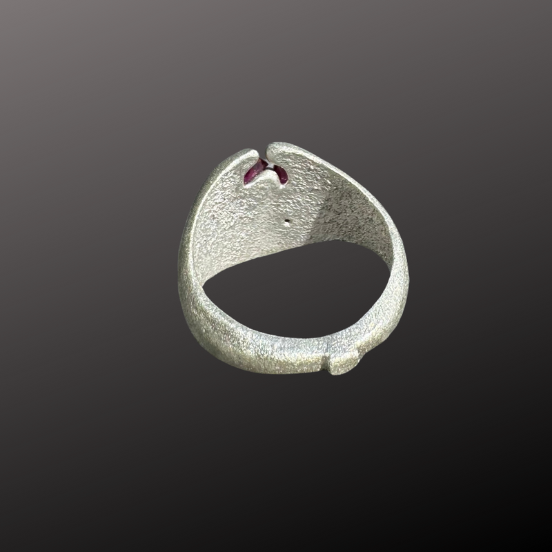 Insignia - Silver and synthetic sapphires round signet ring