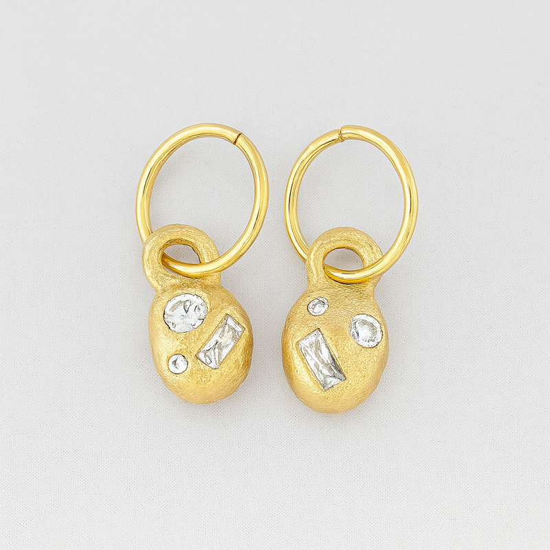 Bella - 9k yellow gold and Mossanite drop earrings