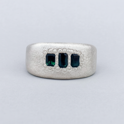 Alan - Silver and natural sapphires cigar band ring