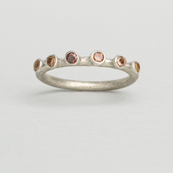 Earth - Silver and synthetic sapphire band ring