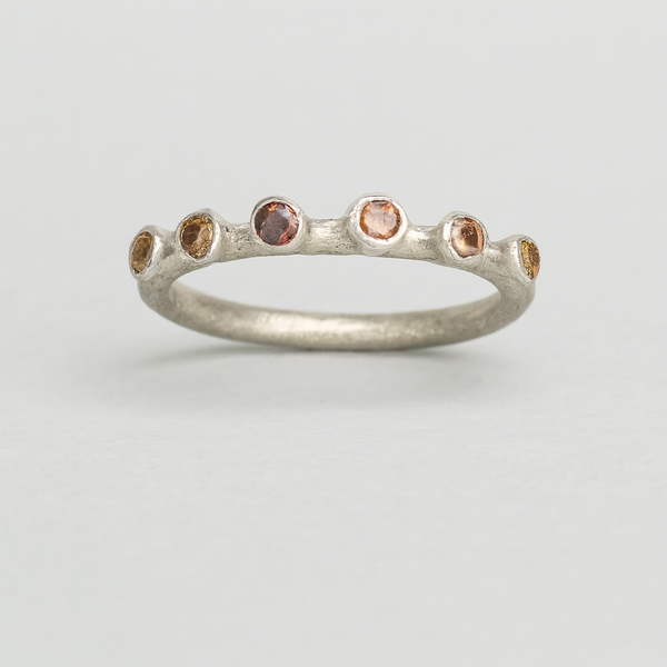 Earth - Silver and synthetic sapphire band ring