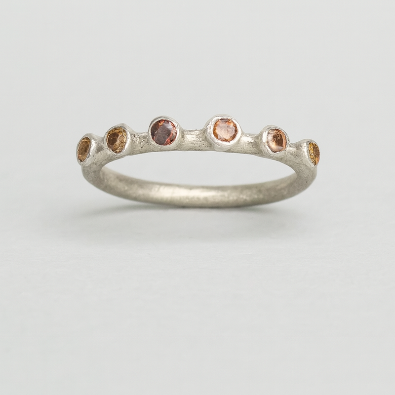 Earth - Silver and synthetic sapphire band ring