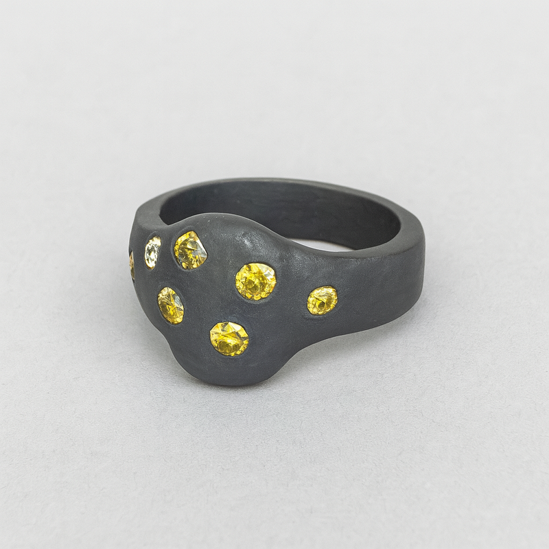 Seeing Spots - Bronze/silver & sapphire ring