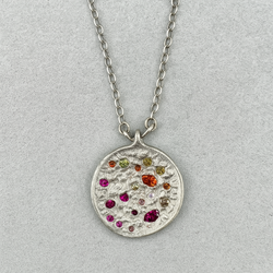 Drama (intact) - Silver and Lab Grown Sapphires Pendant