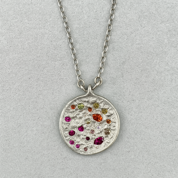 Drama (intact) - Silver and Lab Grown Sapphires Pendant