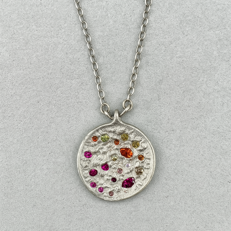 Drama (intact) - Silver and Lab Grown Sapphires Pendant