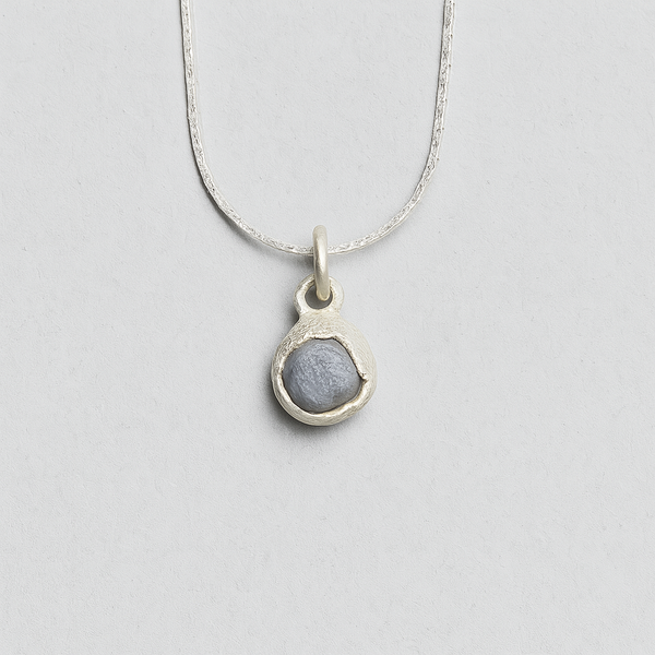 Authentic - Silver and natural raw diamond cube pendant necklace