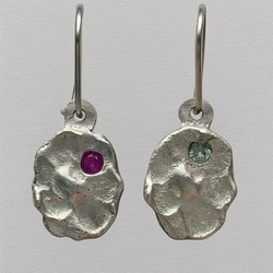Impasto - Silver and synthetic sapphire drop earrings