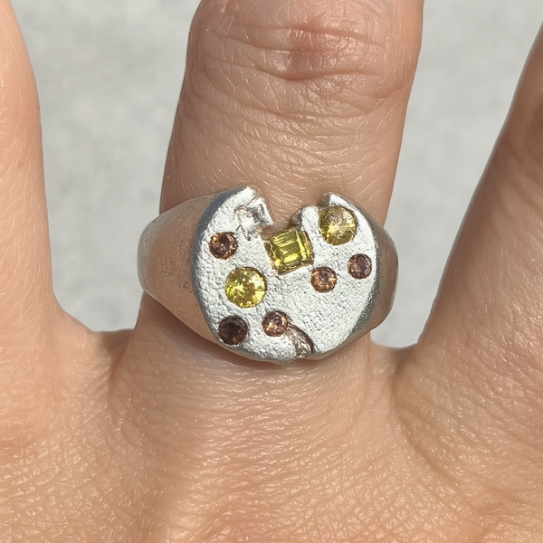 Not Normal - Silver and synthetic sapphires signet ring