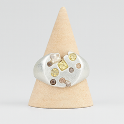 Not Normal - Silver and synthetic sapphires signet ring