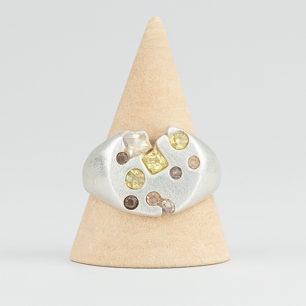 Not Normal - Silver and synthetic sapphires signet ring