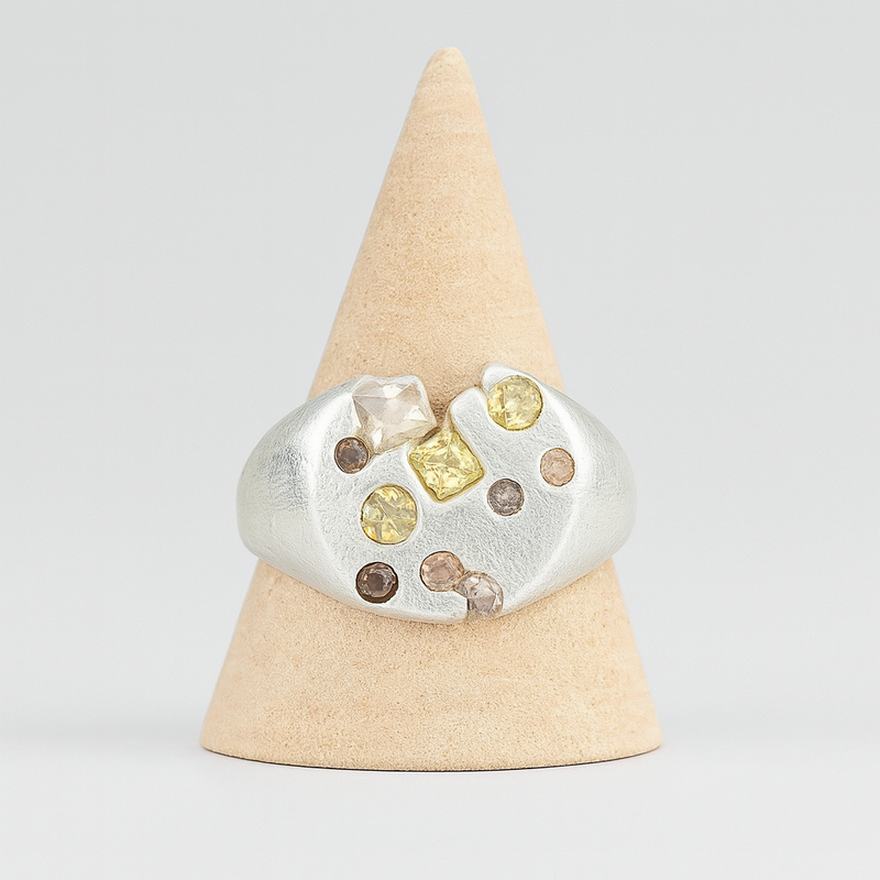 Not Normal - Silver and synthetic sapphires signet ring