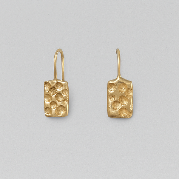 Mottled Gold - 9k gold dangly earrings