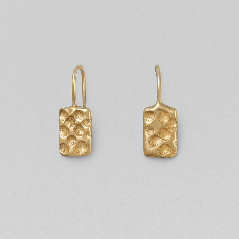 Mottled Gold - 9k gold dangly earrings