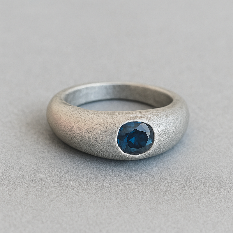 Rest (oval) - Silver & Oval Moissanite Dome Ring