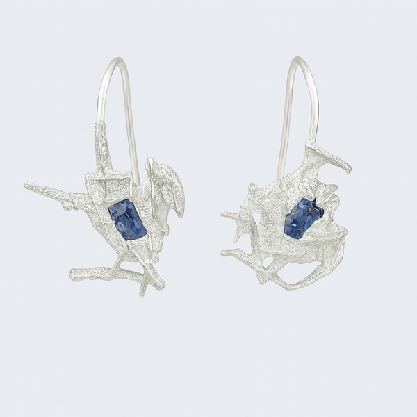 Icicles Blue Drops - Silver & Lab-Grown Sapphires Drop Earrings