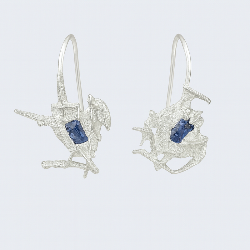 Icicles Blue Drops - Silver & Lab-Grown Sapphires Drop Earrings