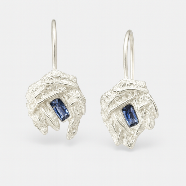 Icicle Huggie Earrings - Silver & Lab-Grown Sapphire drop earrings