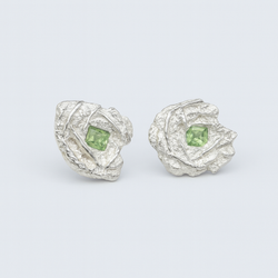 Icicle Green Studs - Silver & Natural Sapphire Stud Earrings