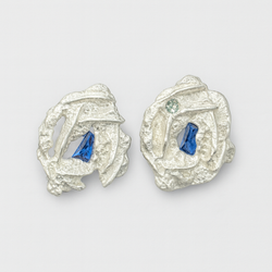 Icicle Multi-Gemstone Studs - Silver & Lab-Grown Sapphire Stud Earrings