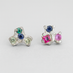 Imperfectus studs - Silver and synthetic sapphires stud earrings