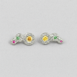 Comet - Silver and lab grown sapphires stud earrings