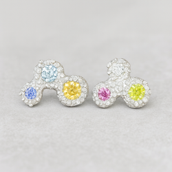 Stars - Silver and lab grown sapphires stud earrings