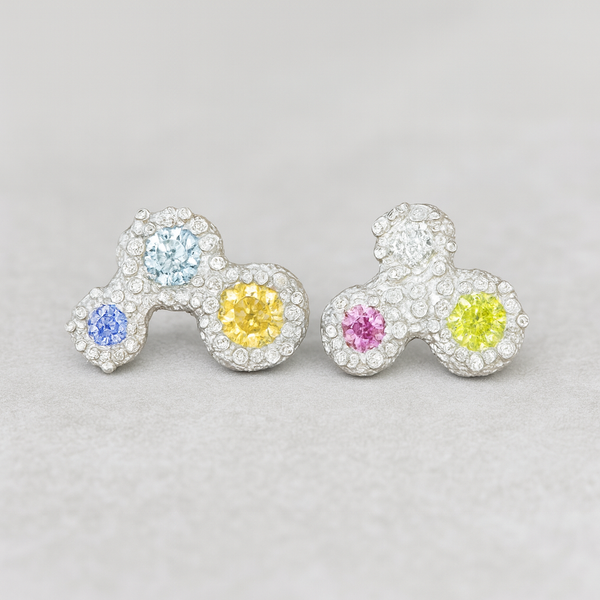 Stars - Silver and lab grown sapphires stud earrings