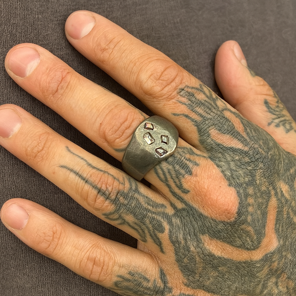 Brute - Silver & Natural Sapphires Signet Ring