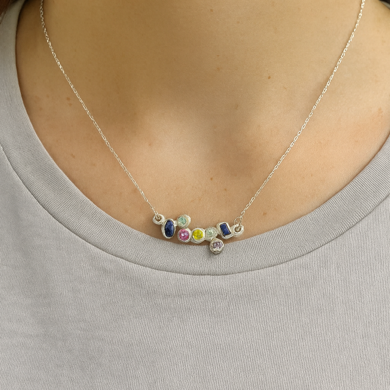 Bubbles - Silver and sapphire pendant necklace