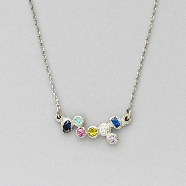 Bubbles - Silver and sapphire pendant necklace