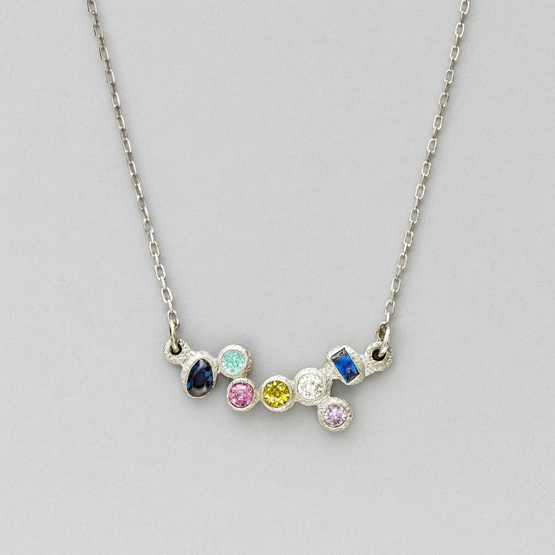 Bubbles - Silver and sapphire pendant necklace