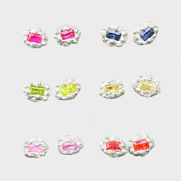 Coral - Silver and lab grown stud earrings