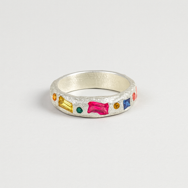 Dream - Silver lab grown sapphires band ring