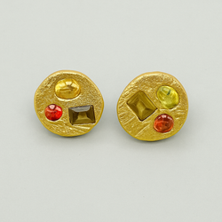 Art Deco - 9k gold natural sapphire stud earrings