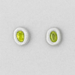 Olive - Silver & Lab-Grown Sapphires Stud Earrings